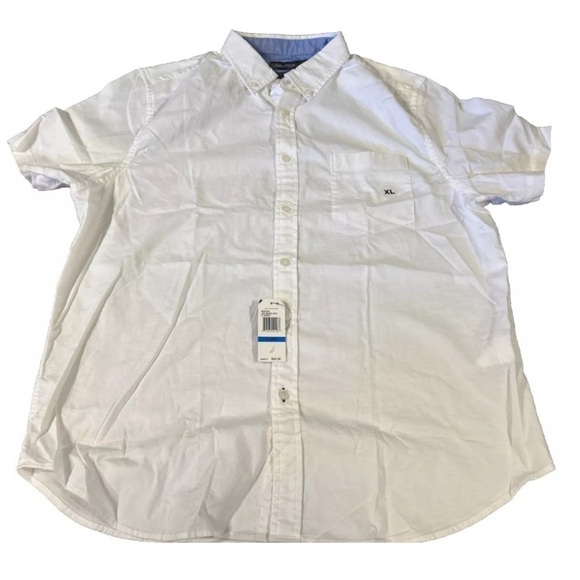 Nautica Mens Button Up Short-Sleeve Oxford Shirt Bright White XL Extra Large - Picture 3 of 5